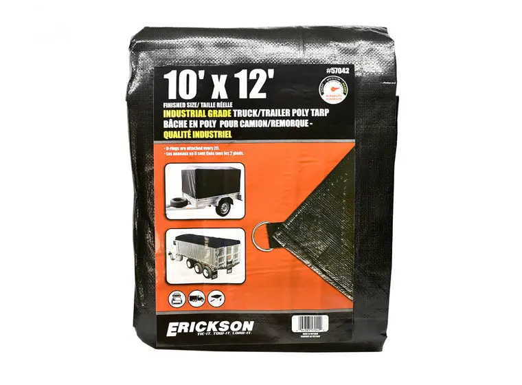10 Ft × 12 Ft Heavy-Duty Black Industrial Tarp – Reinforced Polyethylene 1