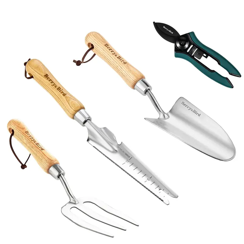 4-Piece Stainless Steel Garden Tool Set: Trowel, Fork, Weeder & Pruning Shears 1