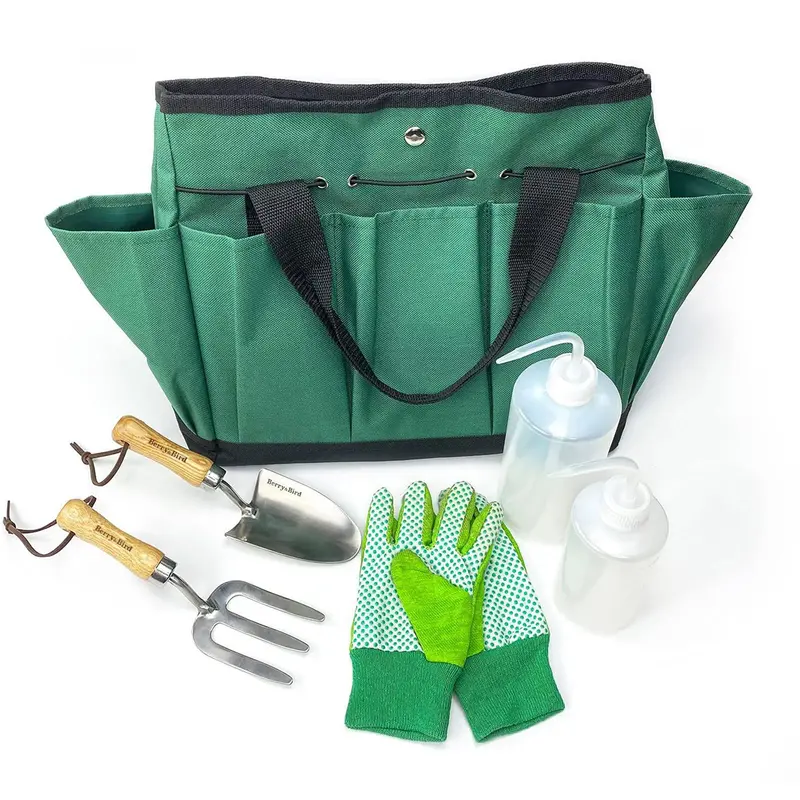 5-Piece Premium Garden Tool Set – Trowel, Fork, Gloves, Tote Bag & Spray Bottle 1