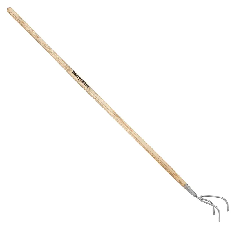 62.6-Inch Three-Tine Garden Cultivator With Extended Wooden Handle 1