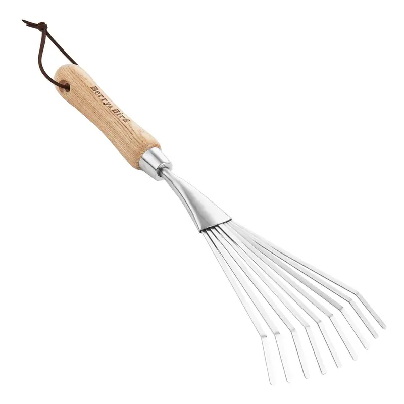 9-Tine Stainless Steel Grass Rake – 14.7 Inch Fan-Shaped Lawn & Leaf Rake 1