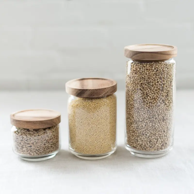 Airtight Storage Jar With Solid Acacia Wood Lid 1
