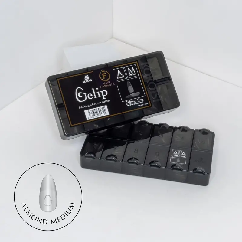 Almond Medium Gelip Extensions – 275-Piece Kokoist Press-On Kit 1