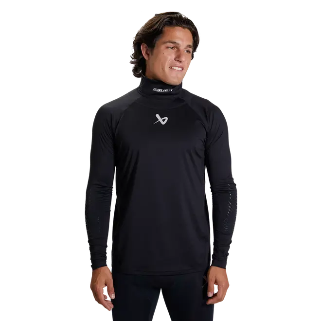 Bauer Long-Sleeve Cut-Resistant Neck Guard Base Layer – Senior Size 1