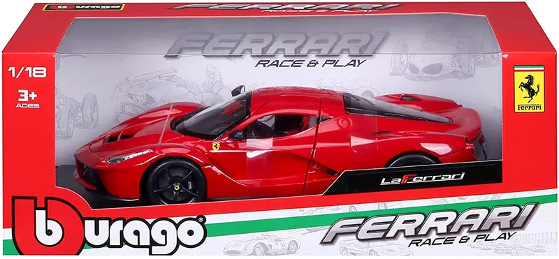 Bburago 1:18 Scale Ferrari Laferrari Race & Play Diecast Vehicle – Striking Red 1