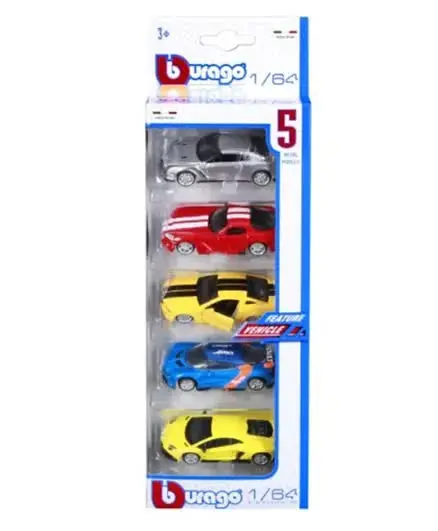 Bburago 1:64 Scale Die-Cast Model Car Assortment – 5-Piece Multicolor Pack 1