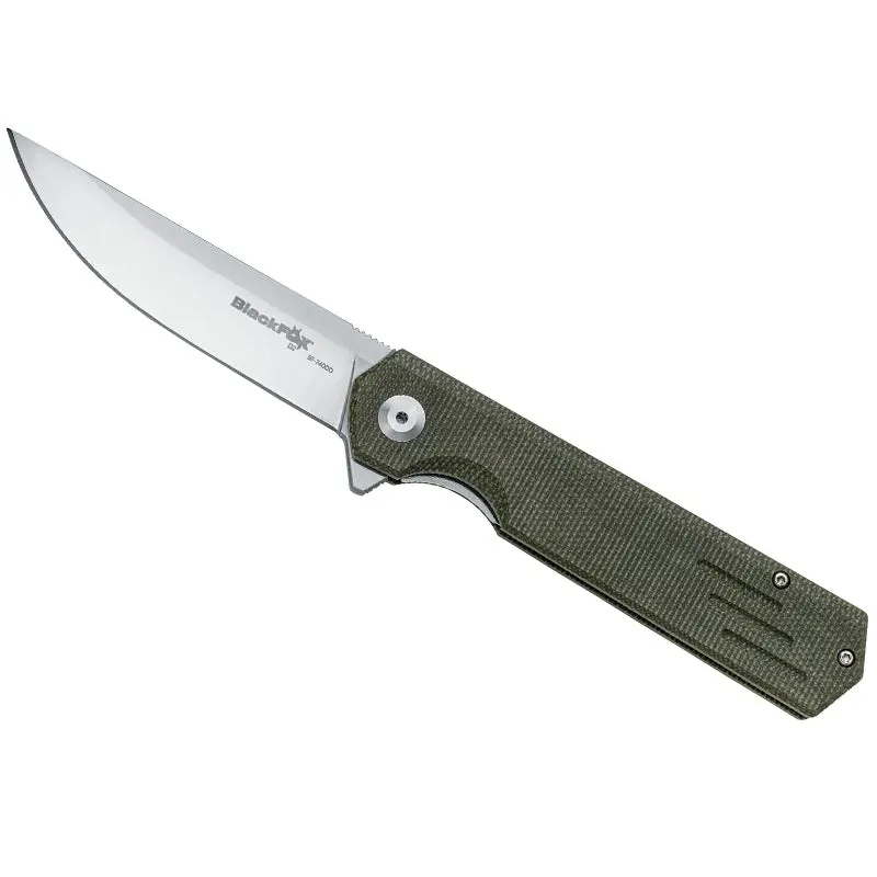 Blackfox Revolver Bf-740 Flipper Knife – D2 Steel Blade, Od Green Micarta Handle 1