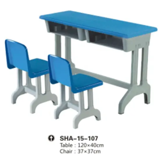 Blue Dual-Seat Plastic Table And Chair Set For Toddlers – Indoor Playroom Setup 1