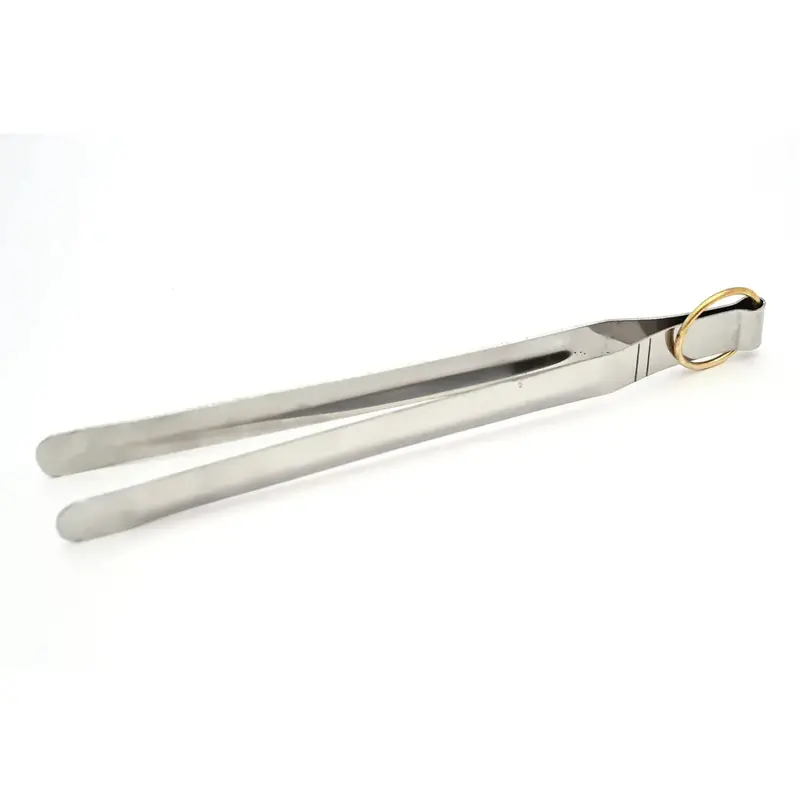 Brass-Ring Cocktail Tongs – Polished Stainless Steel Grip 1