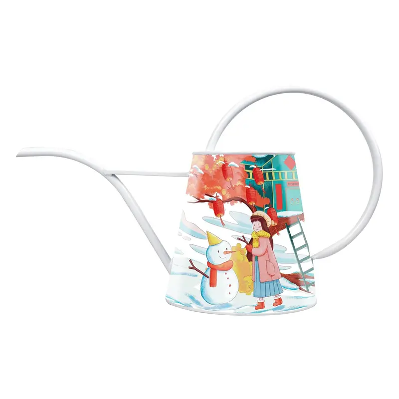 British Bloom-Style Long-Spout Watering Can In White For Outdoor Gardening 1