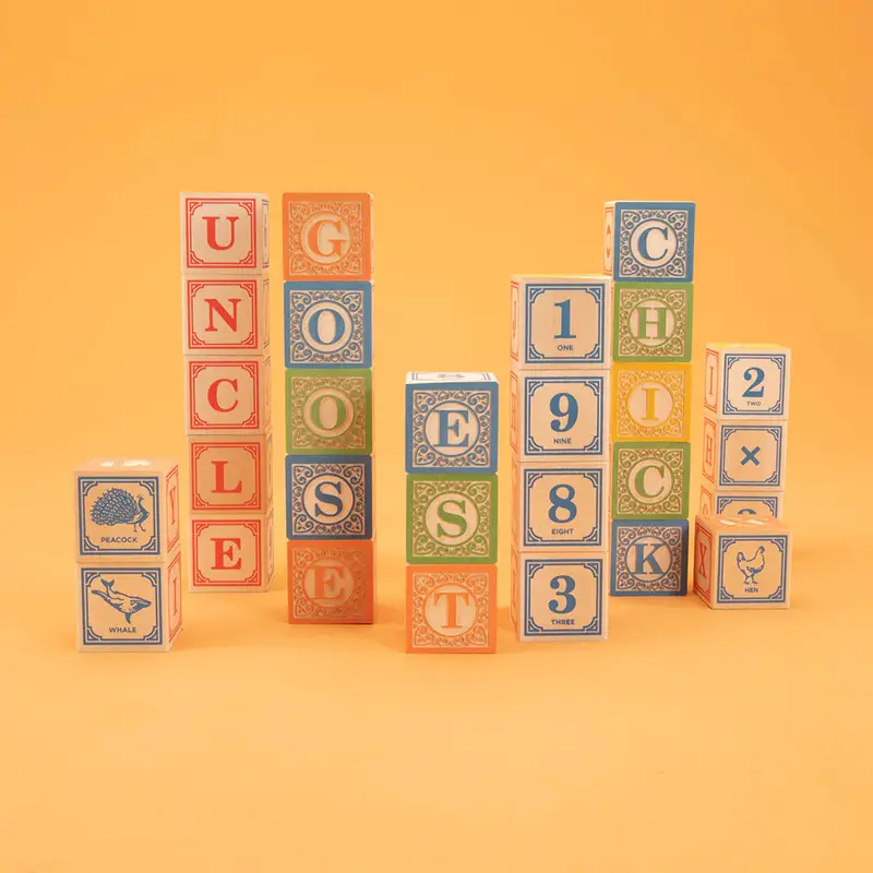 Classic Alphabet Learning Blocks – Solid Wood Abc Set 1
