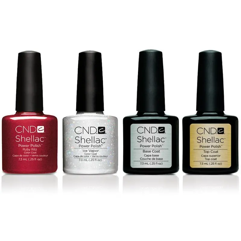 Cnd Shellac Complete Set: Ruby Ritz, Ice Vapor, Base & Top Coat 1