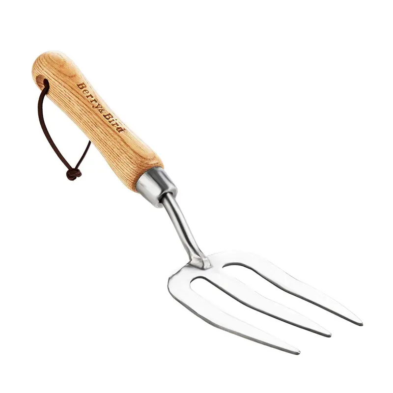 Compact Stainless Steel Hand Weed Fork – 12.3 Inch With Natural Wood Handle 1