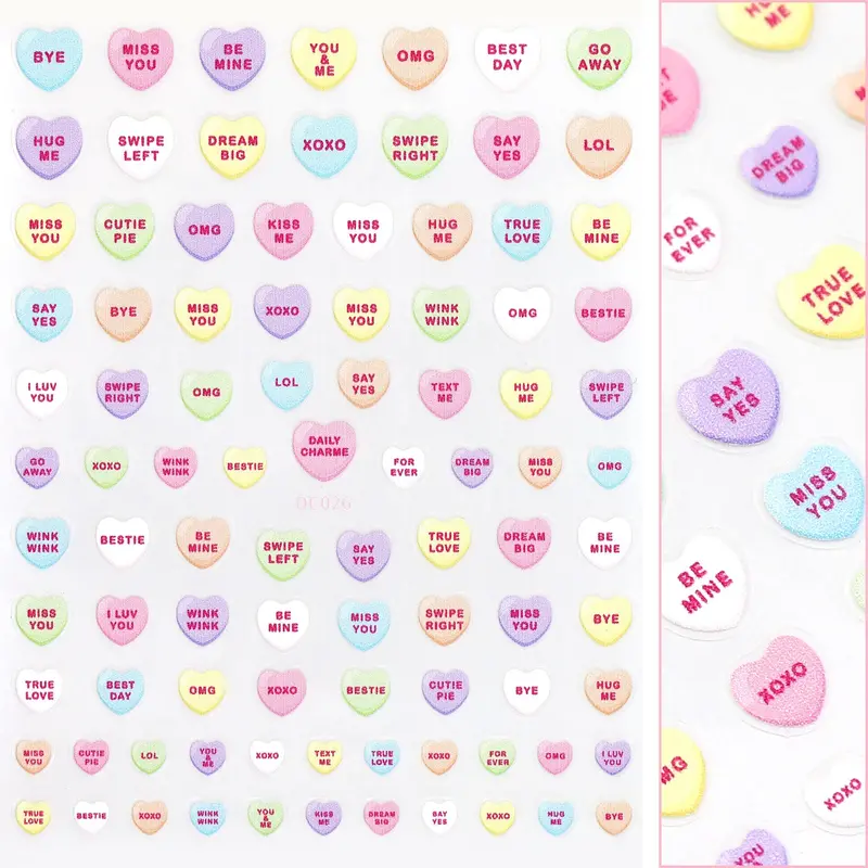 Daily Charme 3D Embossed Valentine Nail Art – Sweet Talk Theme 1