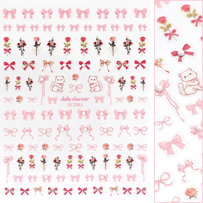 Daily Charme Bejeweled Nail Sticker – Coquette Roses Pattern 1