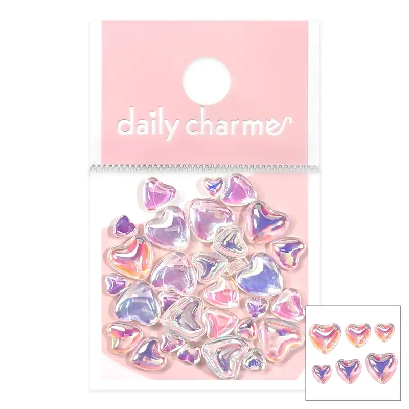Daily Charme Clear Ab And White Iridescent Bubble Heart Charm Assortment 1