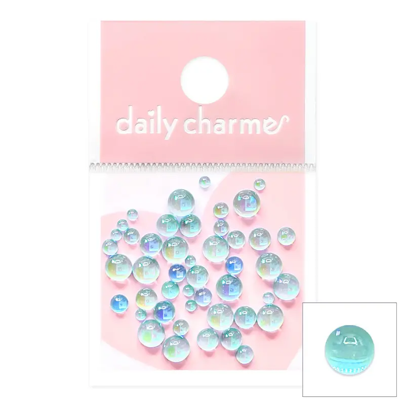 Daily Charme Dreamy Bubbles Iridescent Flatback Beads – Blue 1