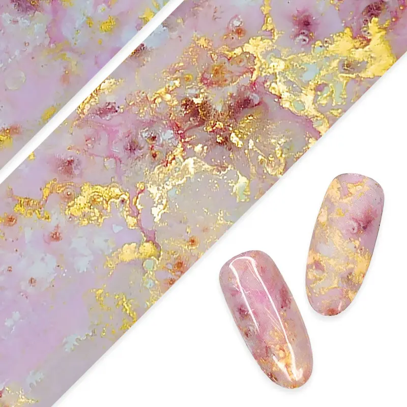 Daily Charme Dreamy Pink Marble Nail Foil Paper – Elegant Swirl Design 1