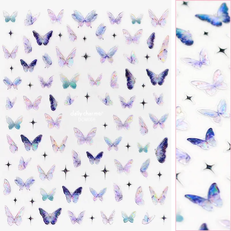 Daily Charme Ethereal Holographic Butterfly Nail Art Stickers 1