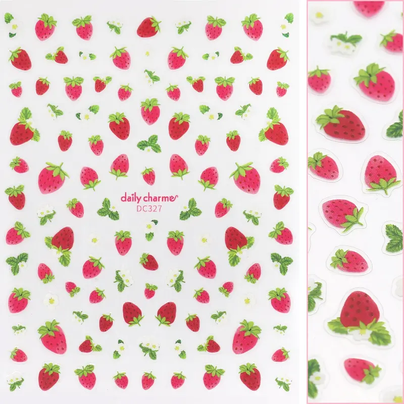 Daily Charme Floral Nail Art Decal – Strawberry Fields Design 1
