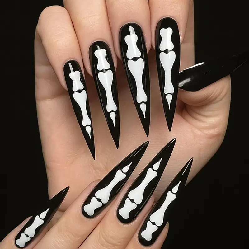 Daily Charme Halloween Nail Stickers: Skeleton Fingers Design 1