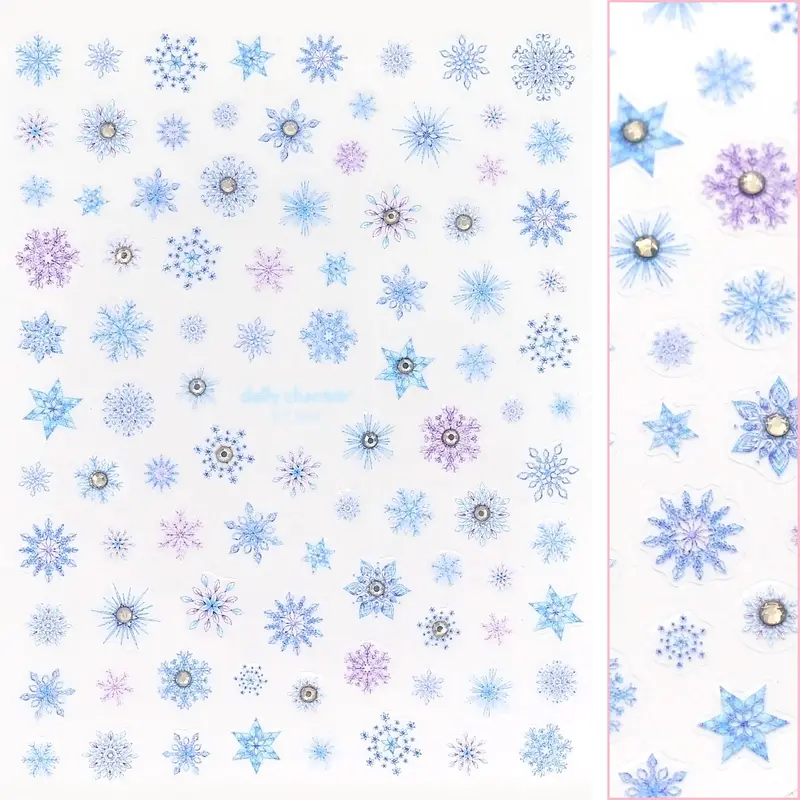 Daily Charme Holiday Nail Sticker – Frosty Snowflake Bejeweled Design 1