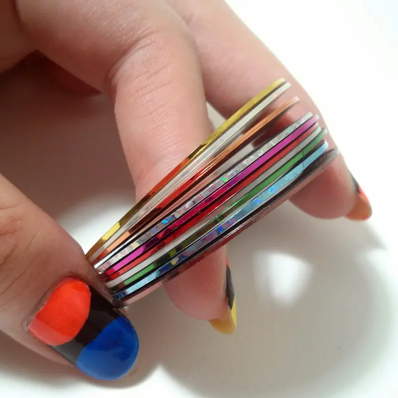 Daily Charme Precision Nail Art Tape Set – 1Mm Wide, 10 Vibrant Solid Colors 1