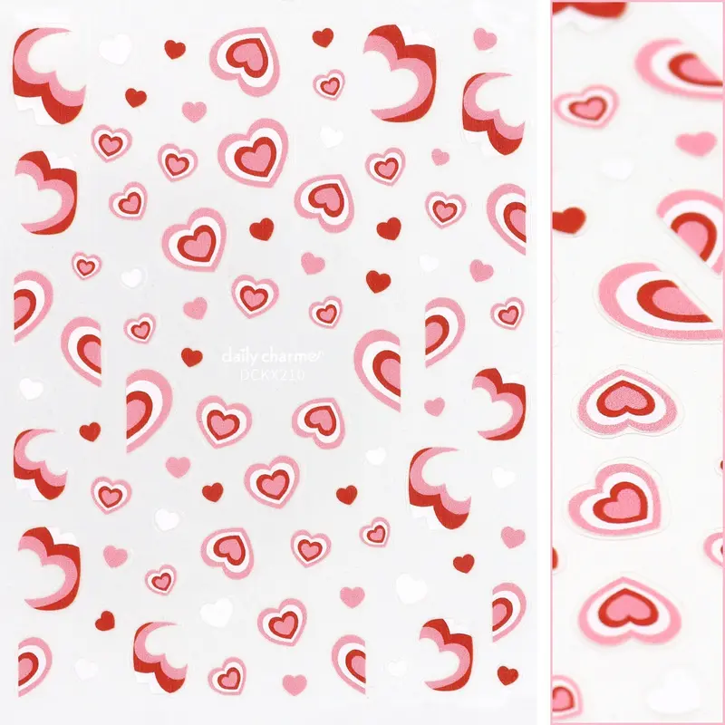 Daily Charme Retro Valentine Nail Stickers – Heart Design 1