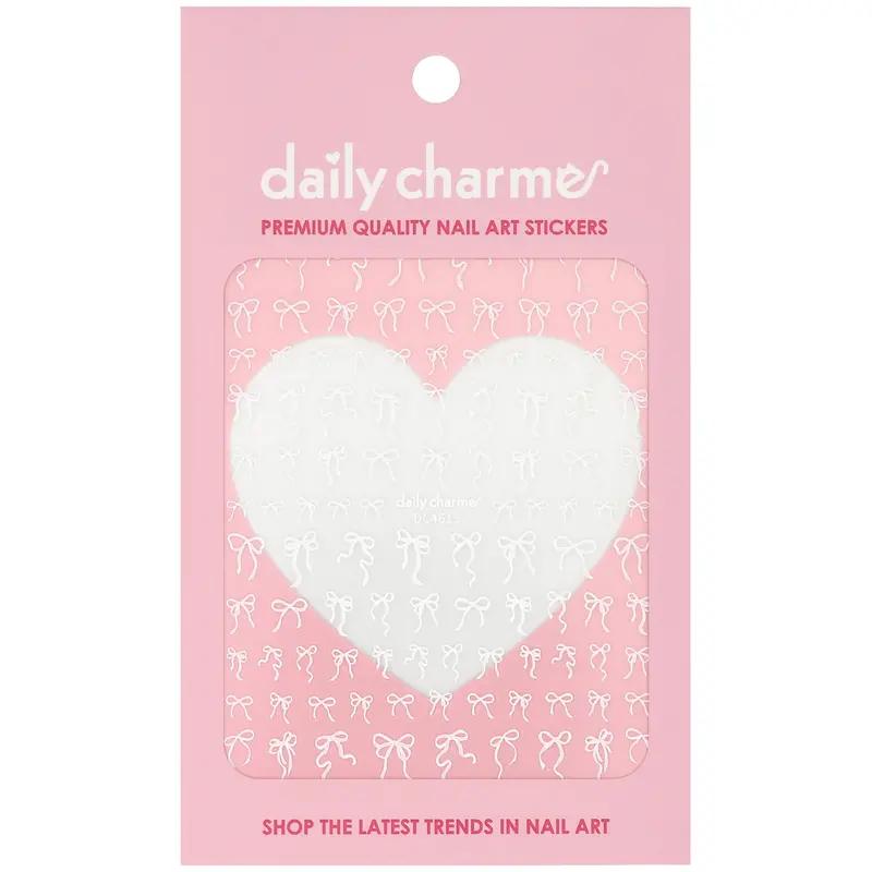 Daily Charme Ribbon Reverie Kawaii Nail Art Sticker – White Design 1