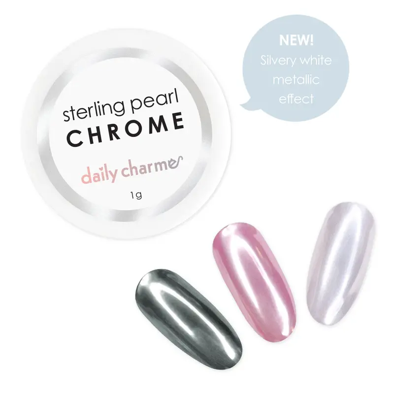 Daily Charme Sterling Chrome Pearl Powder – Highly Reflective Nail Finishing Dust 1