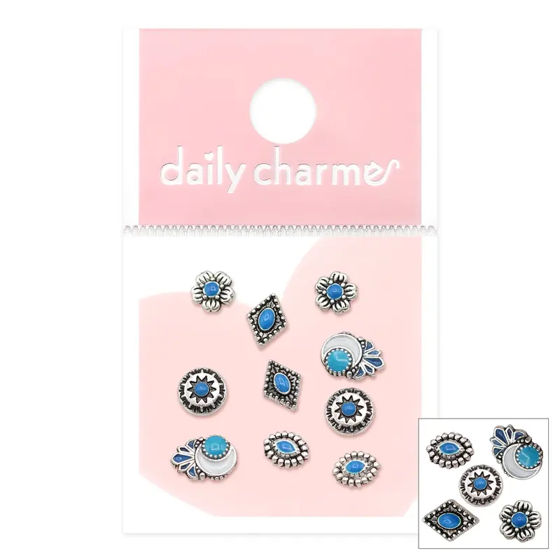 Daily Charme Vintage Boho Silver Nail Charms – Mixed Metallic Accent Pieces 1