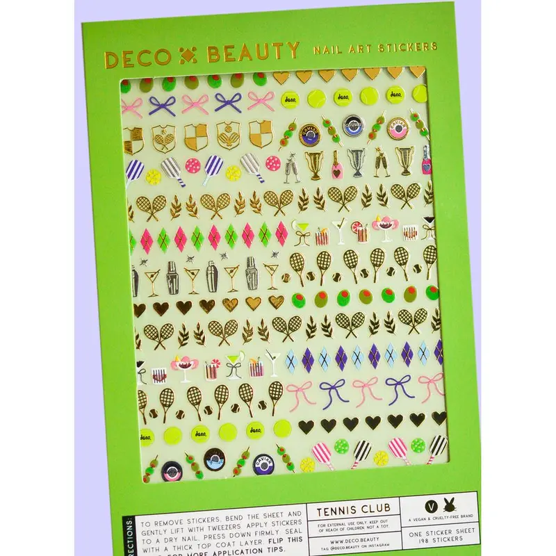 Deco Beauty Tennis Club Nail Art Stickers – Sporty Design Pack 1