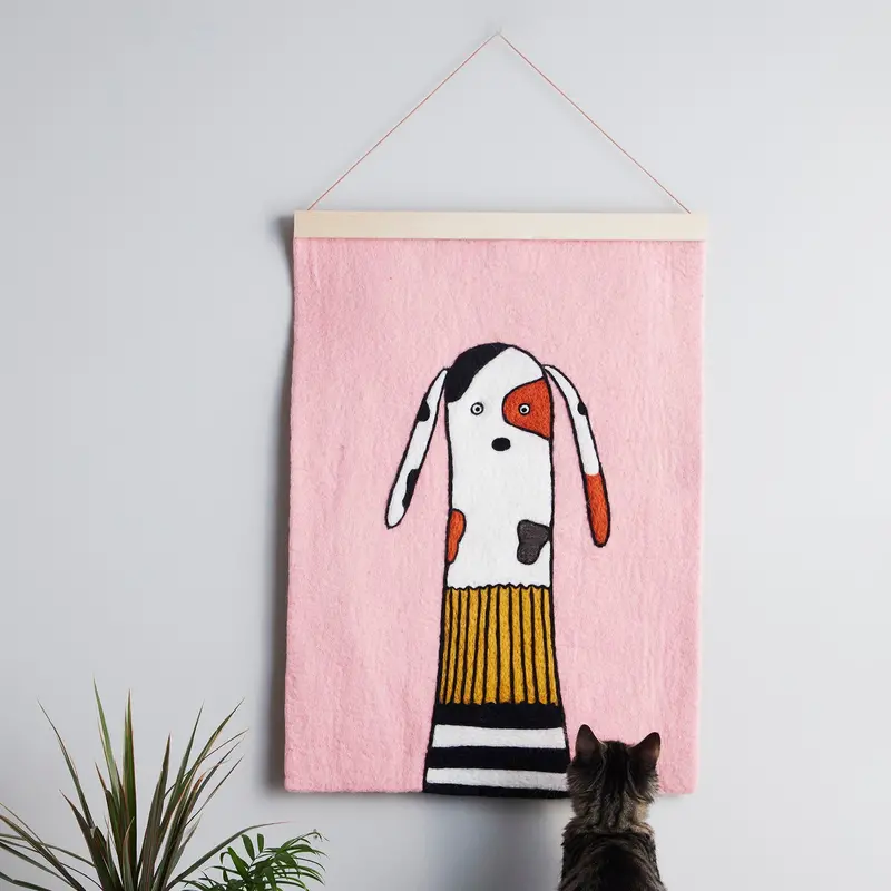 Dog In A Pink Room Art Print Poster 1