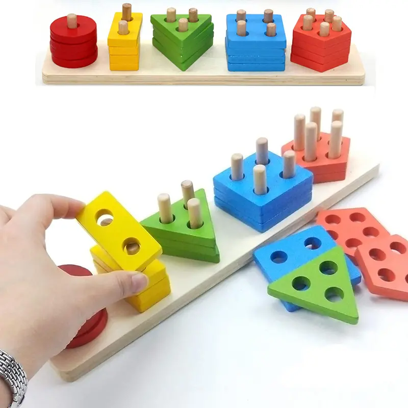 Eco-Conscious Wooden Shape-Matching Puzzle Board (3-In-1) 1