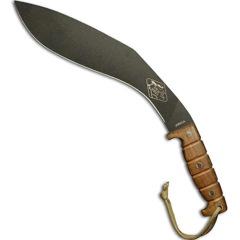 Expat Jaraca Fixed Blade Knife – 1075 Steel, Walnut Handles, Khaki Cordura Sheath 1