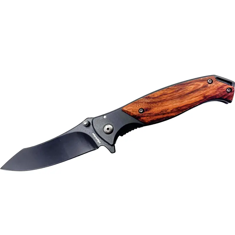 Fox Edge Fe-044 Framelock Knife With Wooden Handle 1