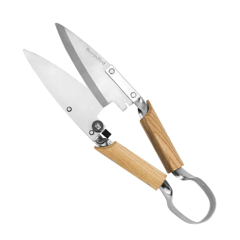 Full-Size Hand Shears – 11.8-Inch Stainless Steel Straight-Blade Pruners With Wooden Grip 1