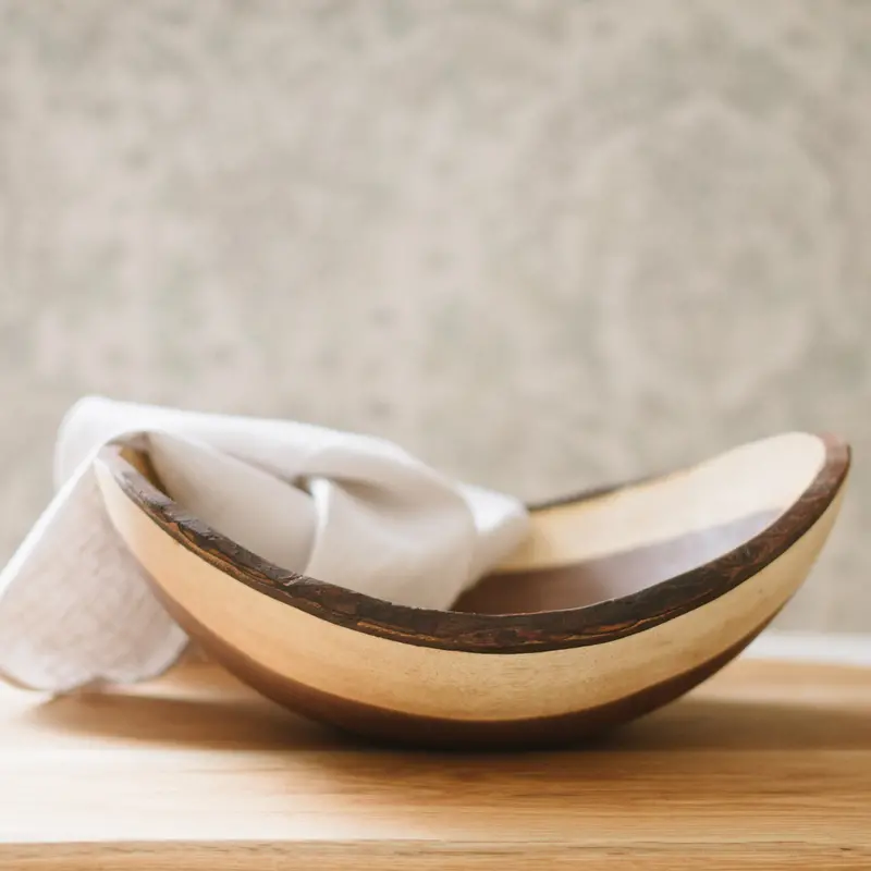 Hand-Turned Black Walnut Oval Serving Bowl (15-Inch) 1
