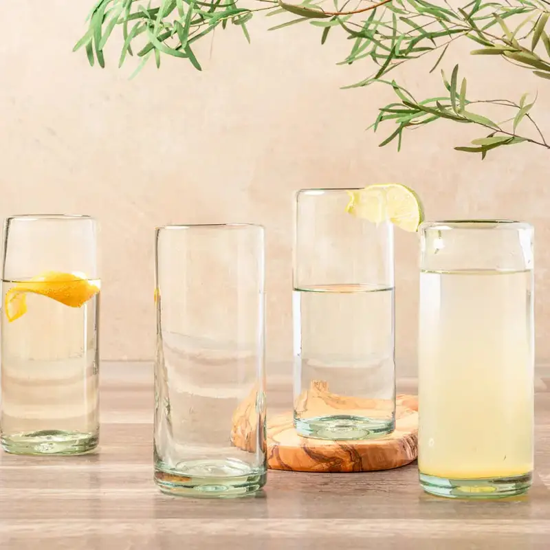 Handblown Mexican Highball Glasses — Clear Set 1