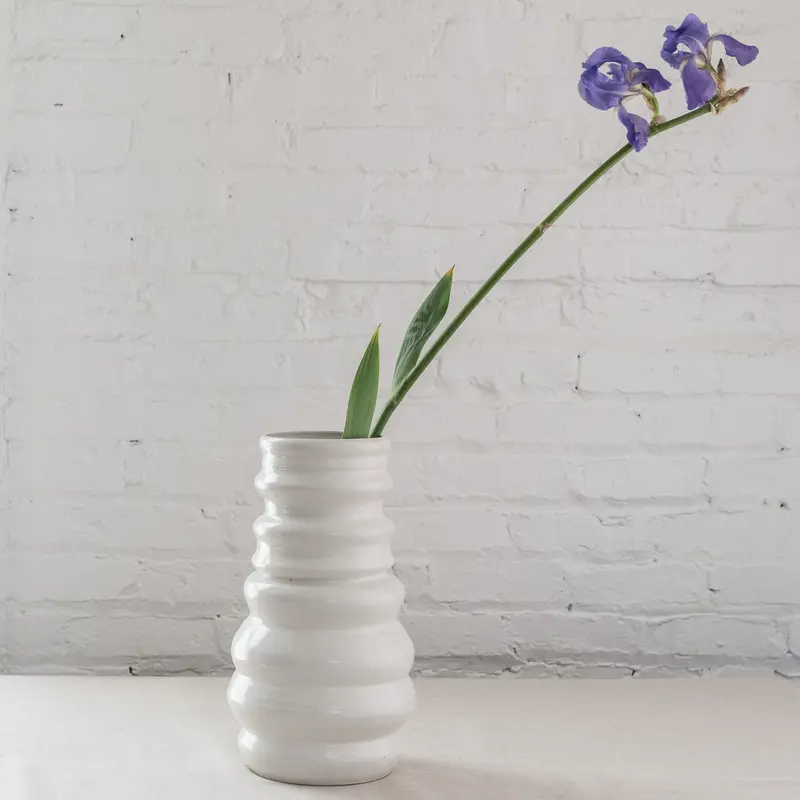 Handbuilt Coil Pot – Minimalist White Ceramic Vessel 5