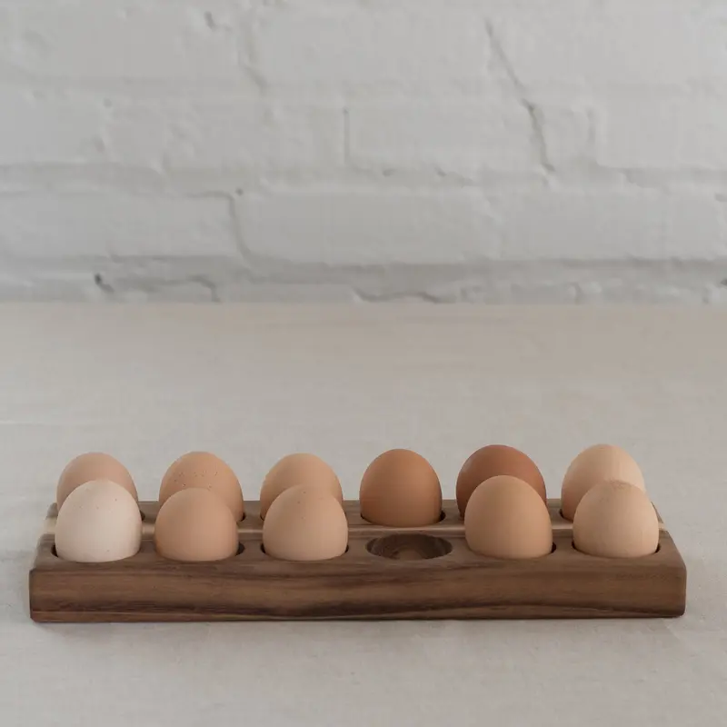 Handcrafted Acacia Wood Egg Tray – Natural Wood Holder 1