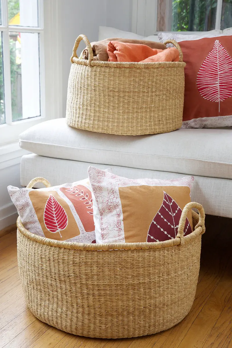 Handwoven Natural Fiber Floor Basket 2