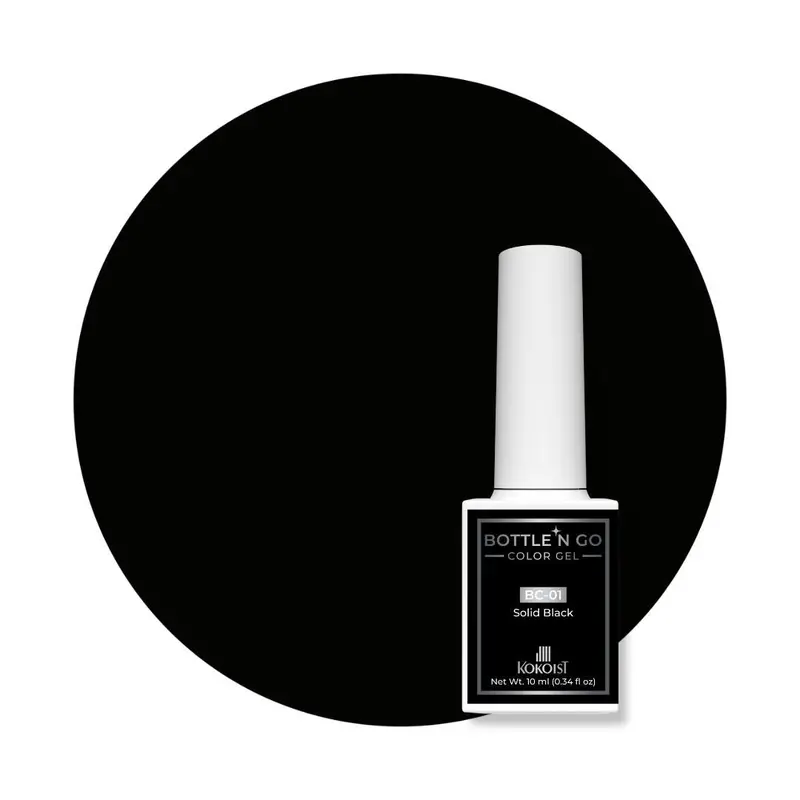 Kokoist Bottle 'N Go Color Gel Polish – Deep Matte Black 1
