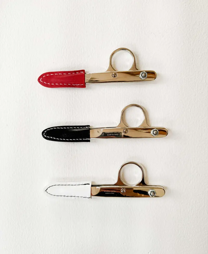 Leather-Sheathed Thread Clipper – Black Or Red With White Stitching 1