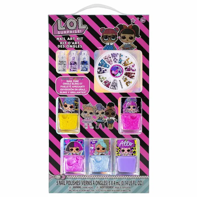 Lol Surprise! 5-Piece Nail Polish Set With Gem Wheel & Glitter Vials 1