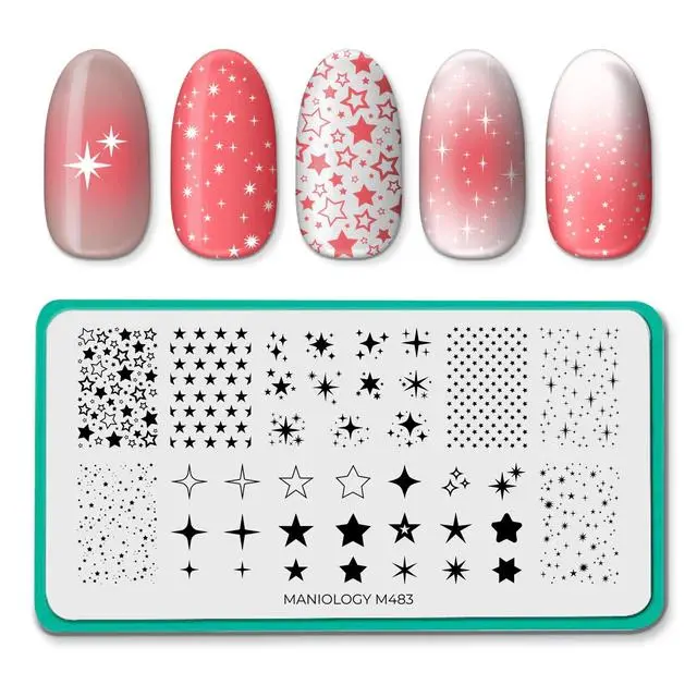 Maniology All-Star Stamping Plate #M483 – Bold Star Motif Nail Art Stamp Plate 1