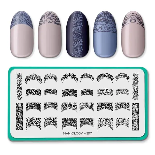 Maniology Antique Swirl French Nail Stamping Plate With Classic Tips (M397) 1