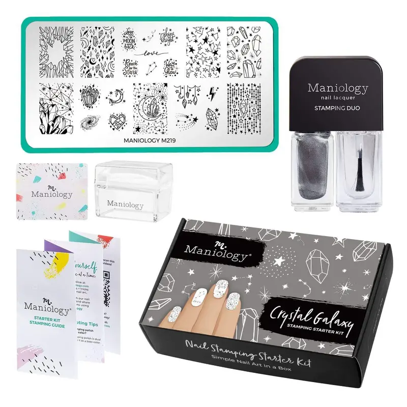 Maniology Crystal Galaxy Nail Stamping Starter Kit – Space-Themed Design Set 1