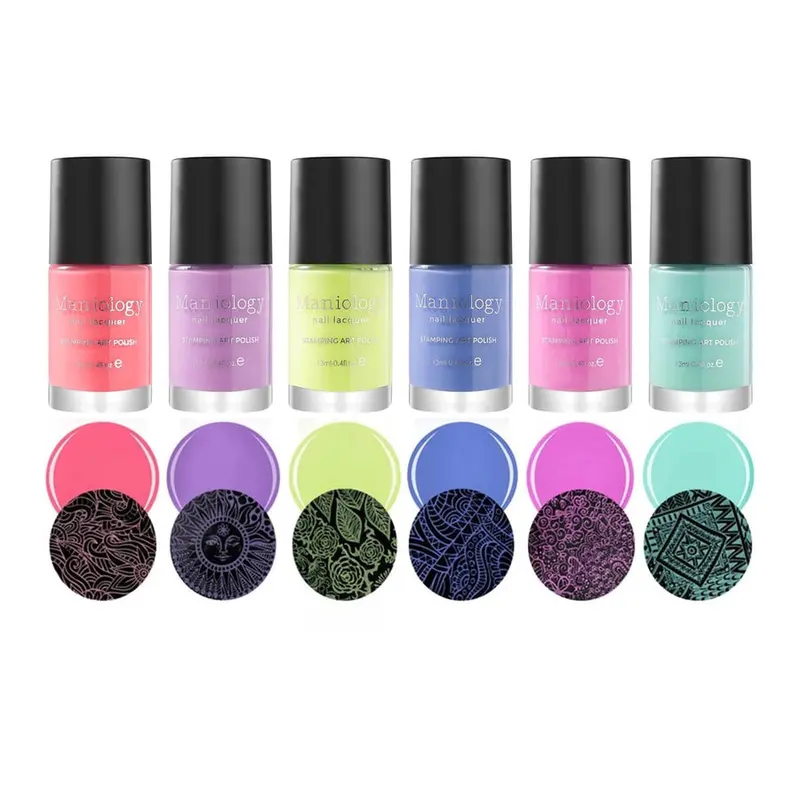 Maniology Electro Glo Stamping Polish Set – 6-Piece Electric Pastel Nail Art Collection 1