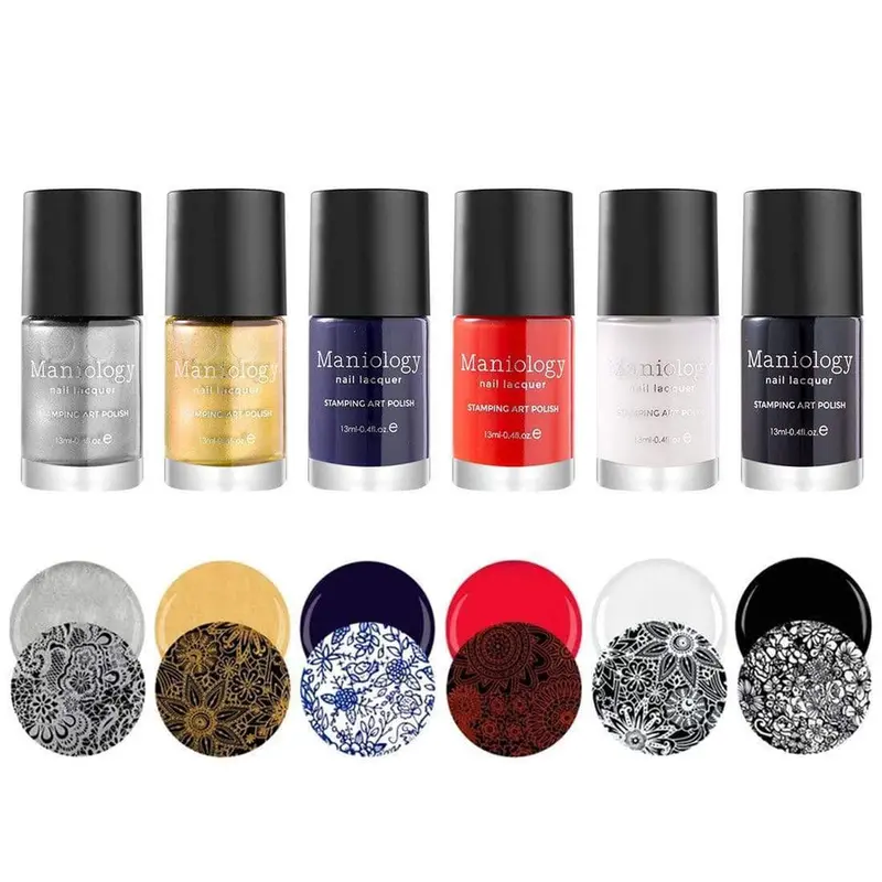 Maniology Essentials Primary Stamping Polish Set – 6-Piece Classic Color Bundle 1